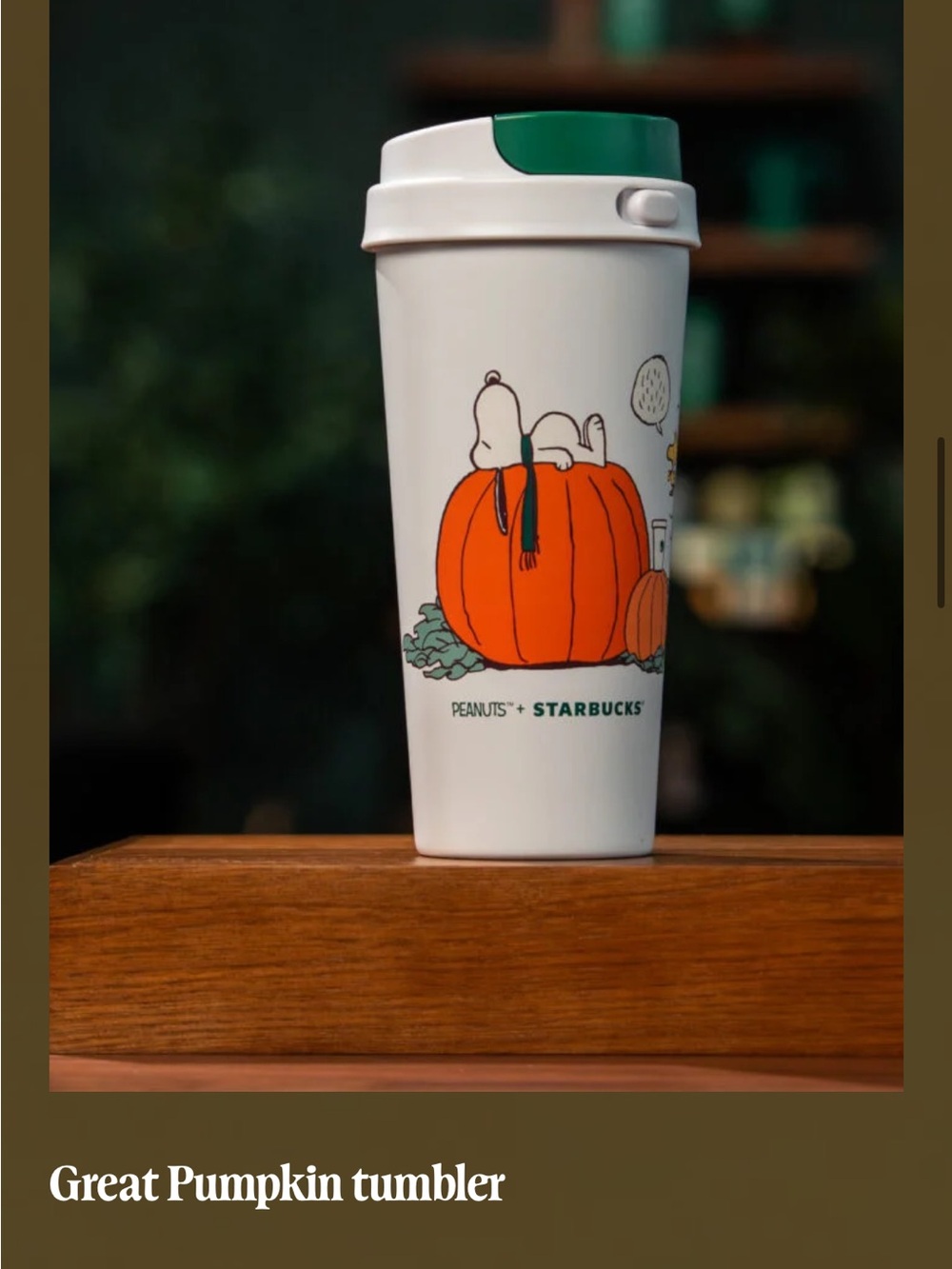 NWT limited-edition Peanuts™ + Starbucks® Great Pumpkin Tumbler